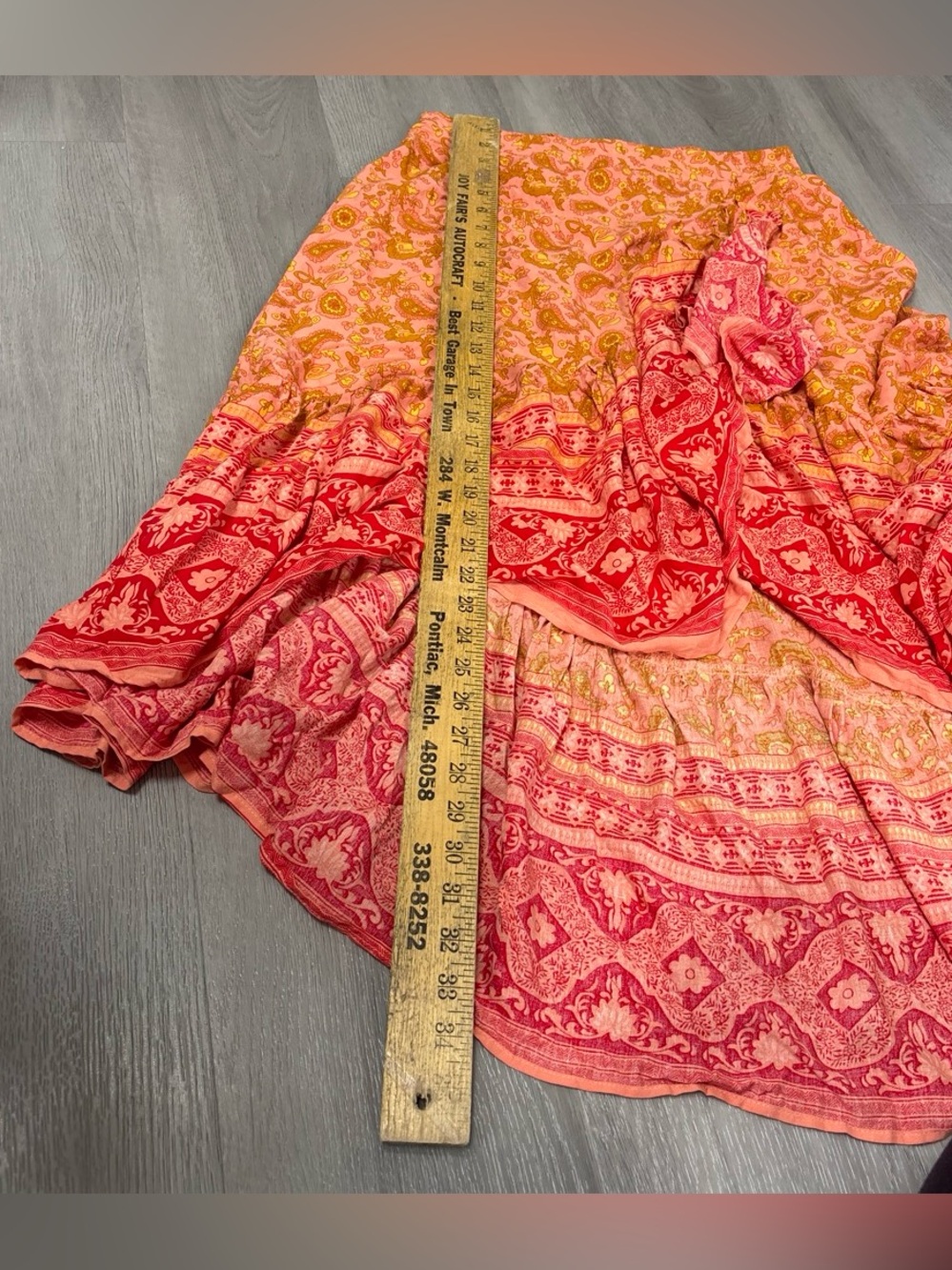 Rustty Dustty Boho Tiered Indie Floral Wrap Maxi Skirt Pink/Orange Women’s Large - Picture 9 of 9